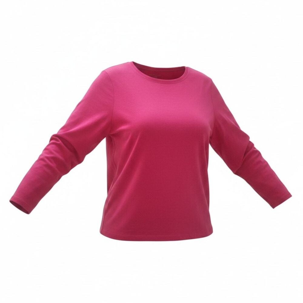 Talbots Womens Red T-shirt Long Sleeve Round Neck 100% Cotton Size 3XL